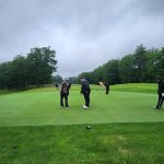 green grass with the flag in the hole.