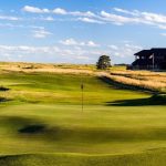 green grass with the flag in the hole.