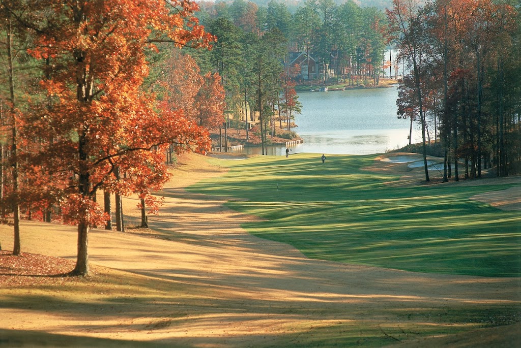 Panoramic view of a lush green golf course at The Preserve Course at Reynolds Lake Oconee. Smooth
