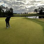 green grass with the flag in the hole.