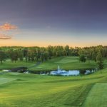 Panoramic view of a lush green golf course at The Preserve at Grand View Lodge re-opens Spring 2025. Smooth