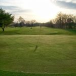 green grass with the flag in the hole.