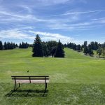 Panoramic view of a lush green golf course at Tom O'Leary Golf Course. Smooth