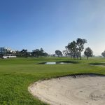 Panoramic view of a lush green golf course at Torrey Pines Golf Course: South Course. Smooth