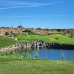 green grass with the flag in the hole.