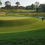 green grass with the flag in the hole.