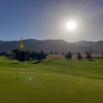 green grass with the flag in the hole.