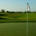 green grass with the flag in the hole.