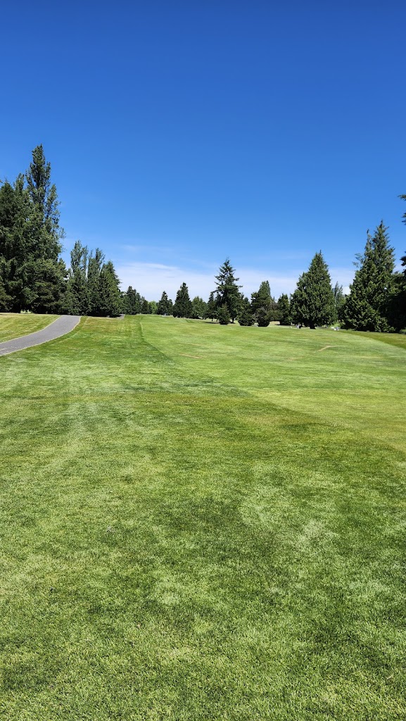Panoramic view of a lush green golf course at Walter Hall Golf Course. Smooth