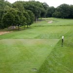 green grass with the flag in the hole.