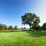 Panoramic view of a lush green golf course at Wayland Country Club. Smooth