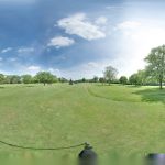 Panoramic view of a lush green golf course at Weber Park Golf Course. Smooth