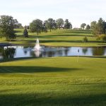 green grass with the flag in the hole.