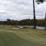 green grass with the flag in the hole.