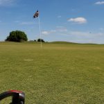 green grass with the flag in the hole.