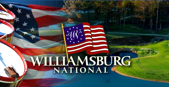 Panoramic view of a lush green golf course at Williamsburg National Golf Club. Smooth
