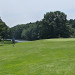 green grass with the flag in the hole.