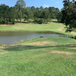 Panoramic view of a lush green golf course at Wolf Hollow Golf Course. Smooth