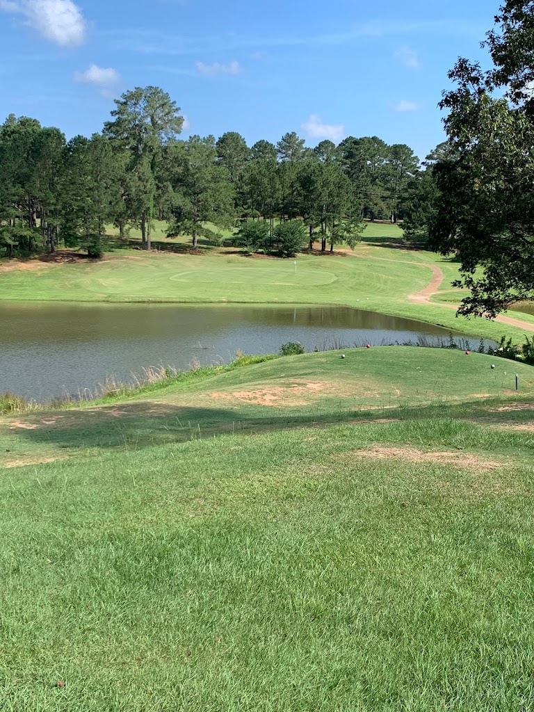 Panoramic view of a lush green golf course at Wolf Hollow Golf Course. Smooth
