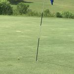 green grass with the flag in the hole.