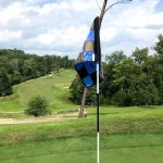 green grass with the flag in the hole.